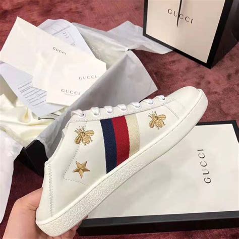 gucci sneakers with stars and bees|Gucci bee platform sneakers.